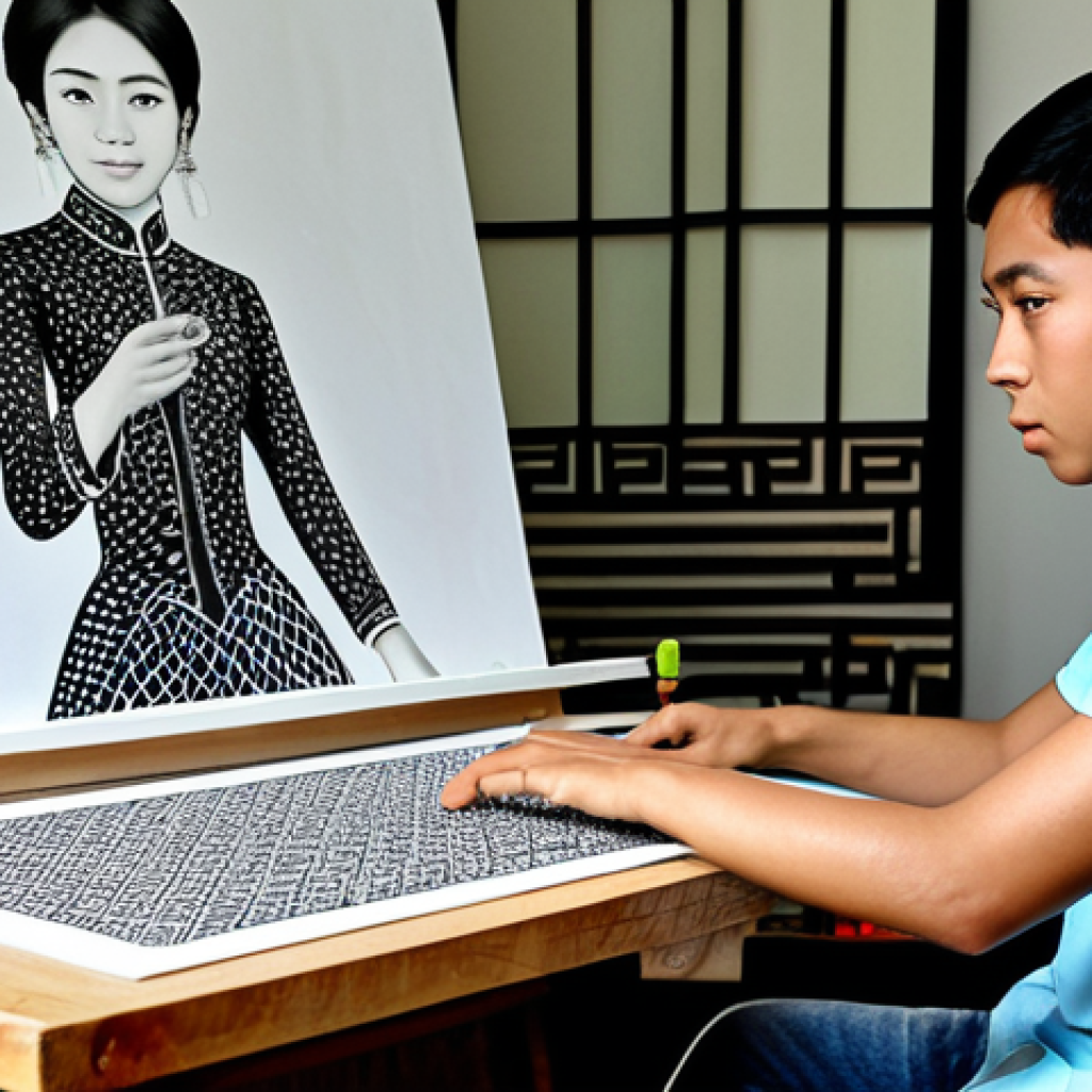 브루나이의 현대 예술 전시 - Young Bruneian Artist**

"A young, fully clothed Bruneian artist in a modest studio, surrounded by t...