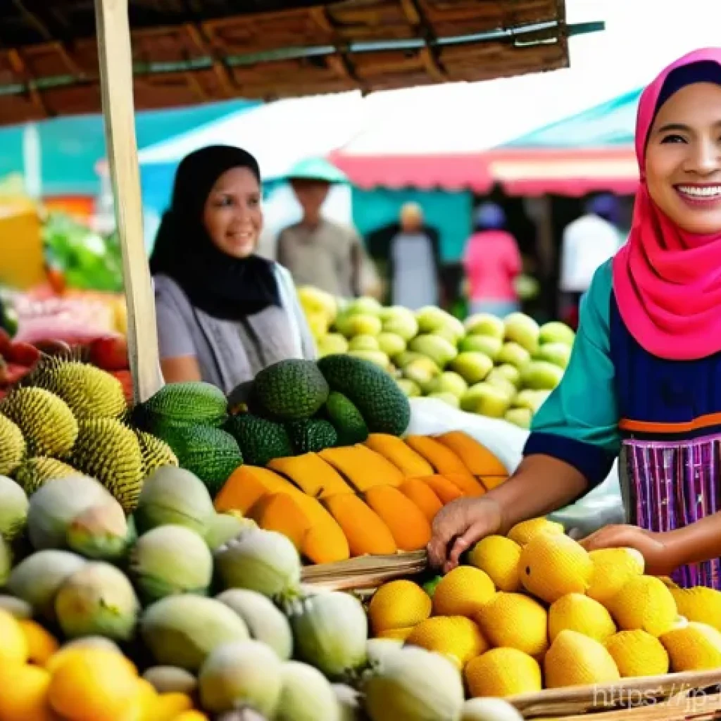 브루나이 물가 수준 - **Vibrant Local Market Experience in Brunei**
    "A bustling, colorful outdoor local market in Brun...