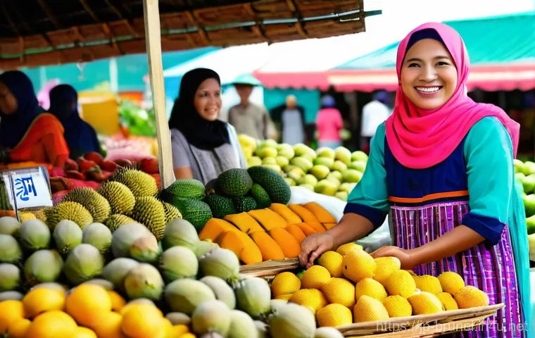 브루나이 물가 수준 - **Vibrant Local Market Experience in Brunei**
    "A bustling, colorful outdoor local market in Brun...