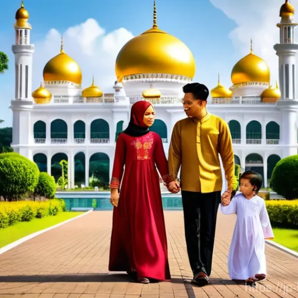 브루나이 석유 산업 변화 - **Prompt: "A serene and prosperous scene in modern Bandar Seri Begawan, Brunei. A well-dressed Brune...