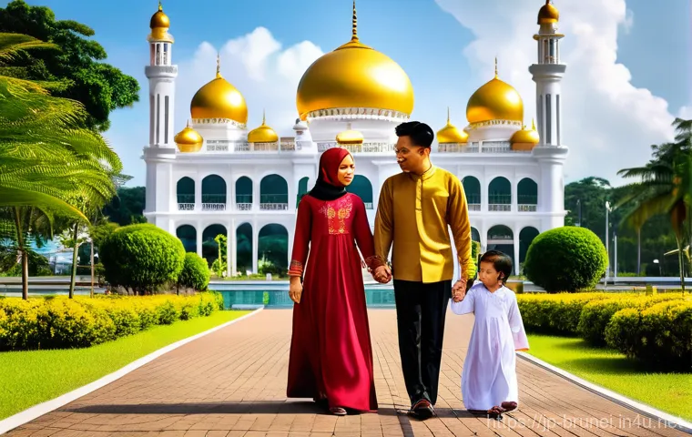 브루나이 석유 산업 변화 - **Prompt: "A serene and prosperous scene in modern Bandar Seri Begawan, Brunei. A well-dressed Brune...